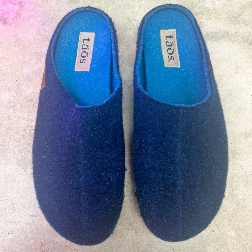 Taos Woollery Women's Slippers US 10.5 Blue Lined Mules Slip-On Shoes